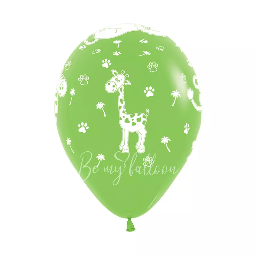 12" Шарик с гелием с рисунком "Животные джунглей"