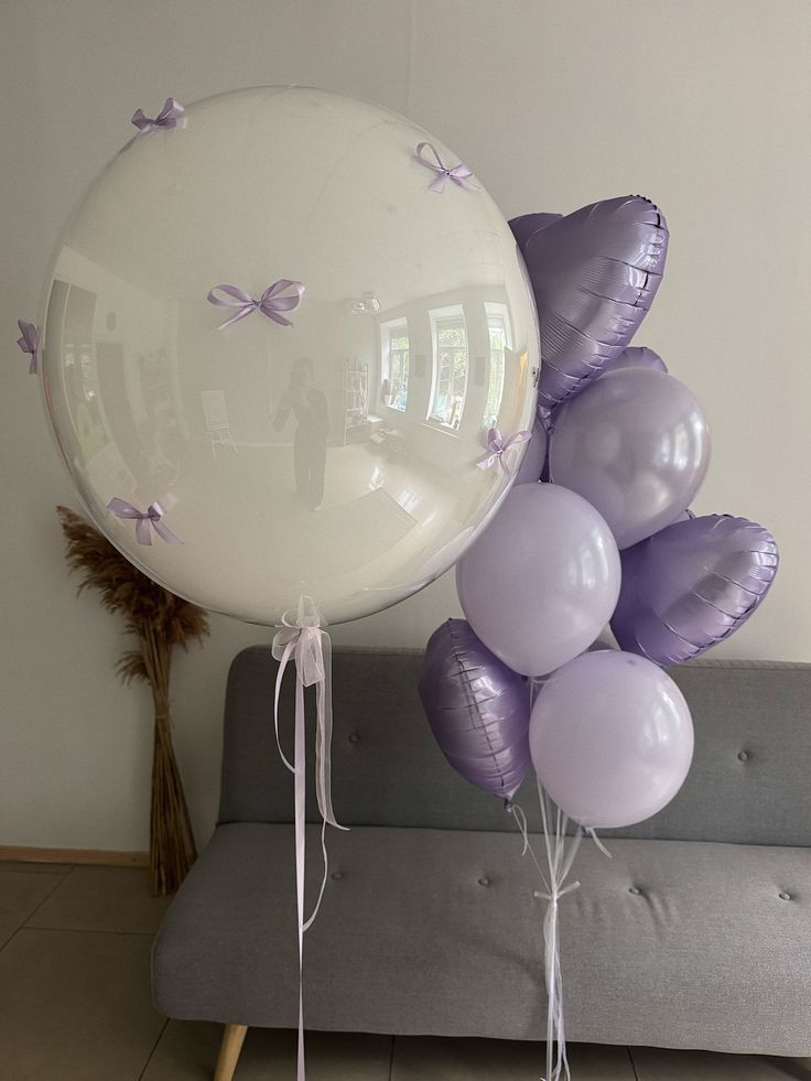 Balloons with satin ribbon bows